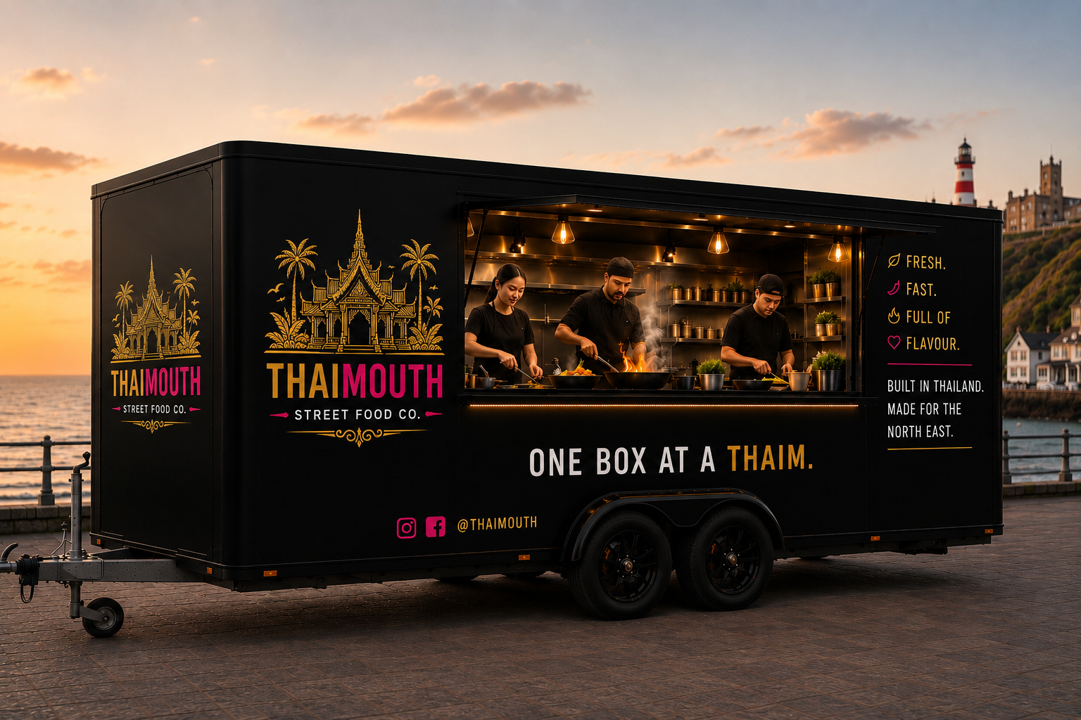 THAIMOUTH black catering trailer — One Box At A Thaim